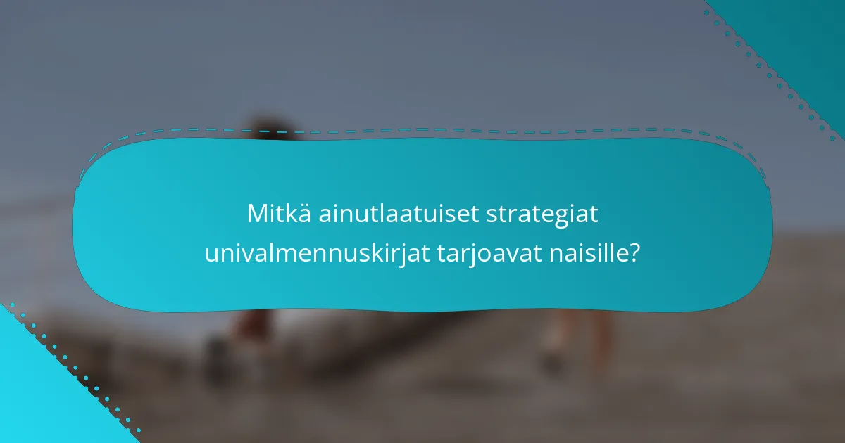 Mitkä ainutlaatuiset strategiat univalmennuskirjat tarjoavat naisille?