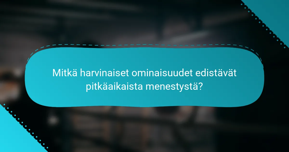 Mitkä harvinaiset ominaisuudet edistävät pitkäaikaista menestystä?