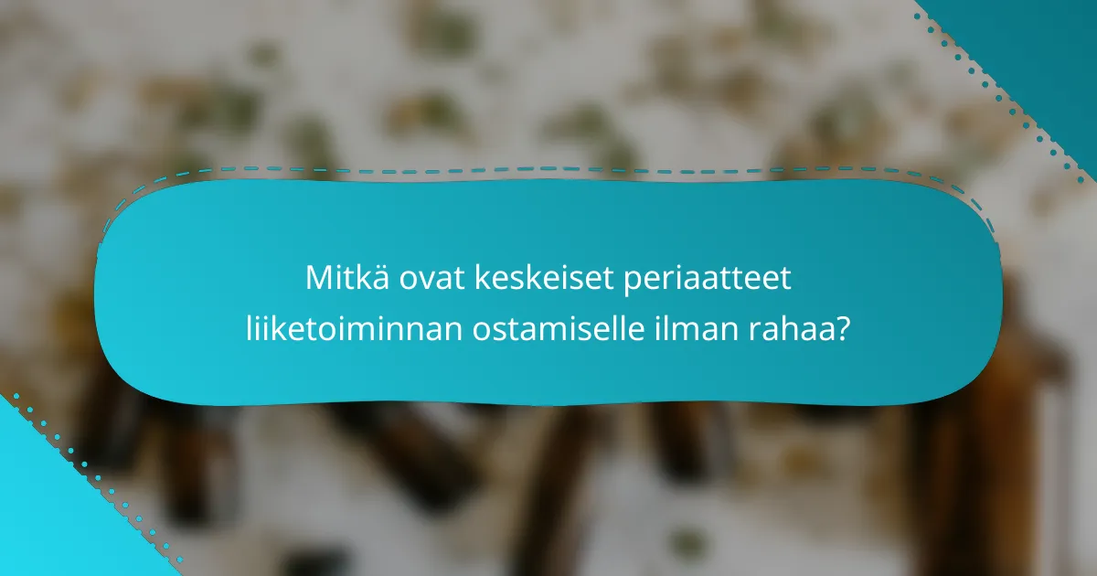 Mitkä ovat keskeiset periaatteet liiketoiminnan ostamiselle ilman rahaa?